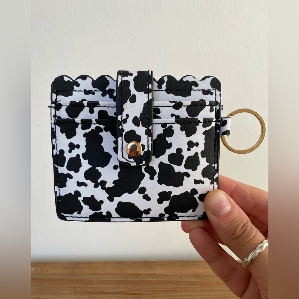 Cow Print Wallet Wristlet Card Id Holder